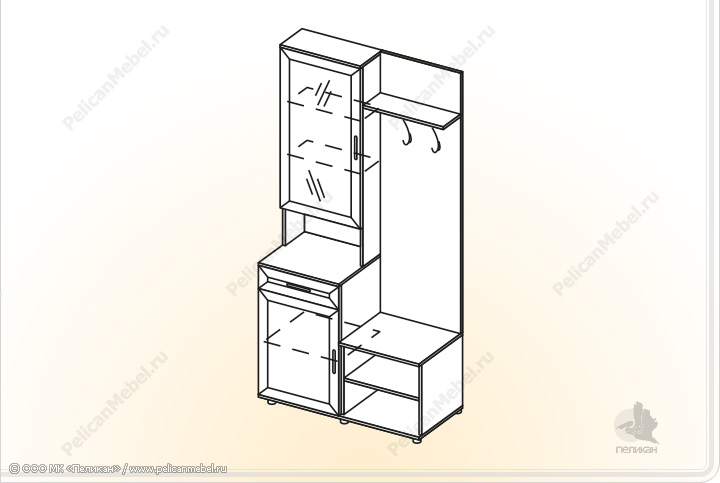 Элементы корпусной мебели для прихожей «Классика» - Модуль-2. М-2