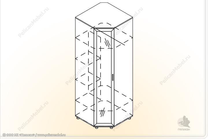 Элементы корпусной мебели для прихожей «Классика» - Шкаф угловой малый с зеркалом. Ш-УГ-М-Z