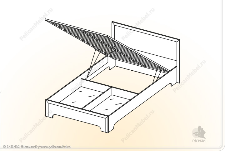 Элементы корпусной мебели для спальни «Классика» - Кровать с подъем. механизмом. КР-1,2