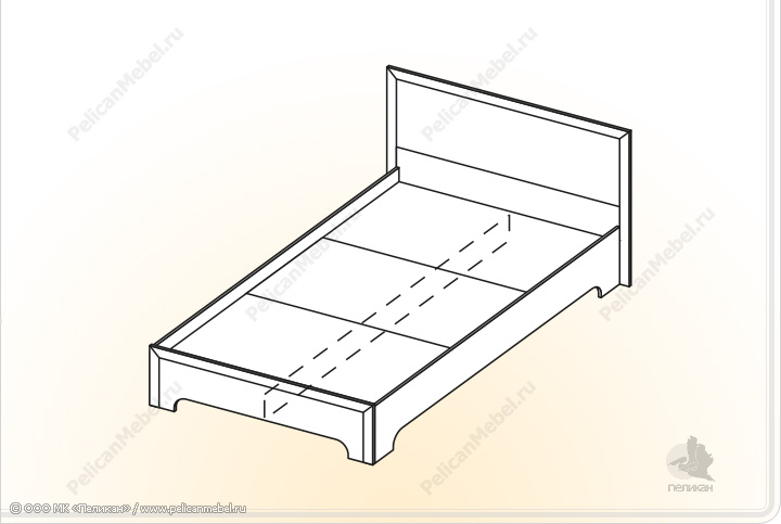 Элементы корпусной мебели для спальни «Классика» - Кровать. КР-2 на 1,2