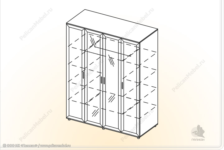 Элементы корпусной мебели для спальни «Классика» - Шкаф четырехстворчатый. ШК-4