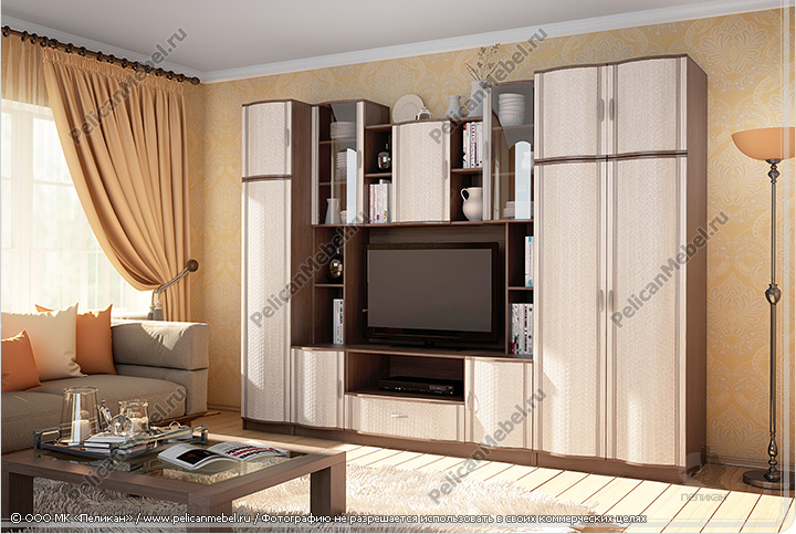 Корпусная мебель для гостиной «Сицилия» - Вариант комплектации 001