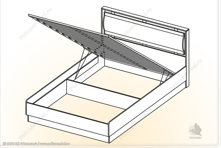 Элементы корпусной мебели для спальни «Симона» - Кровать с подъем. механизмом. КР-3 1,4